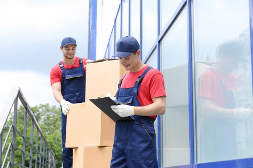 Removal team planning a house move in West Hampstead with boxes and furniture