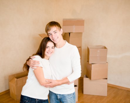 Packed boxes ready for a house move in North West London
