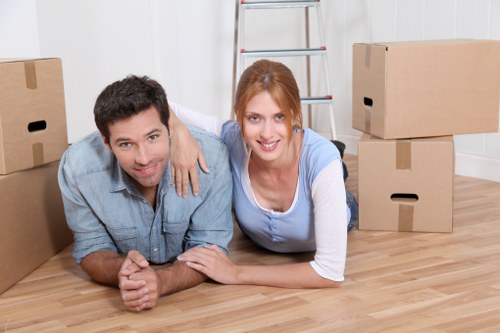 Office relocation items prepared for transport in West Hampstead